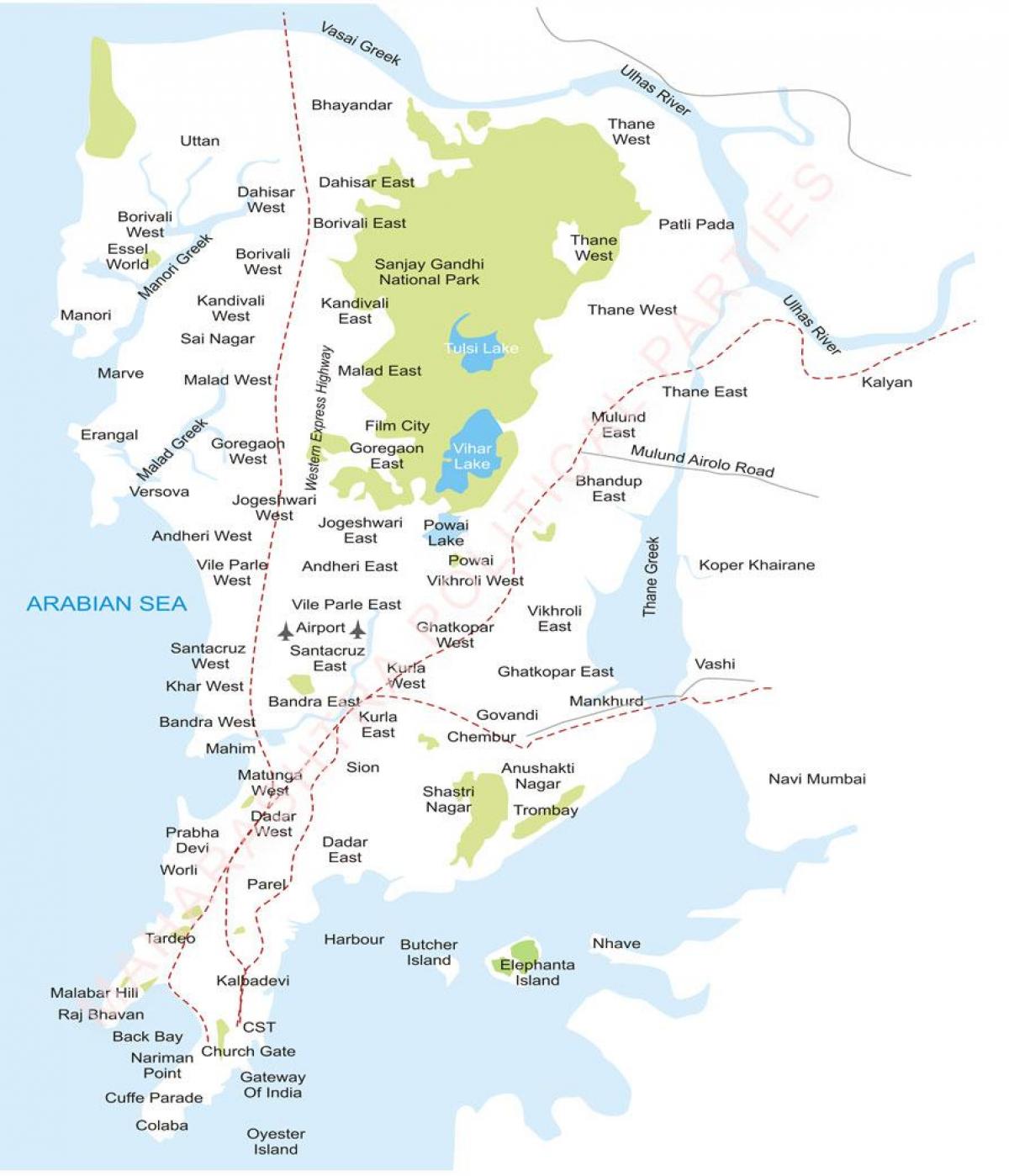 Мумбаї передмісті карті