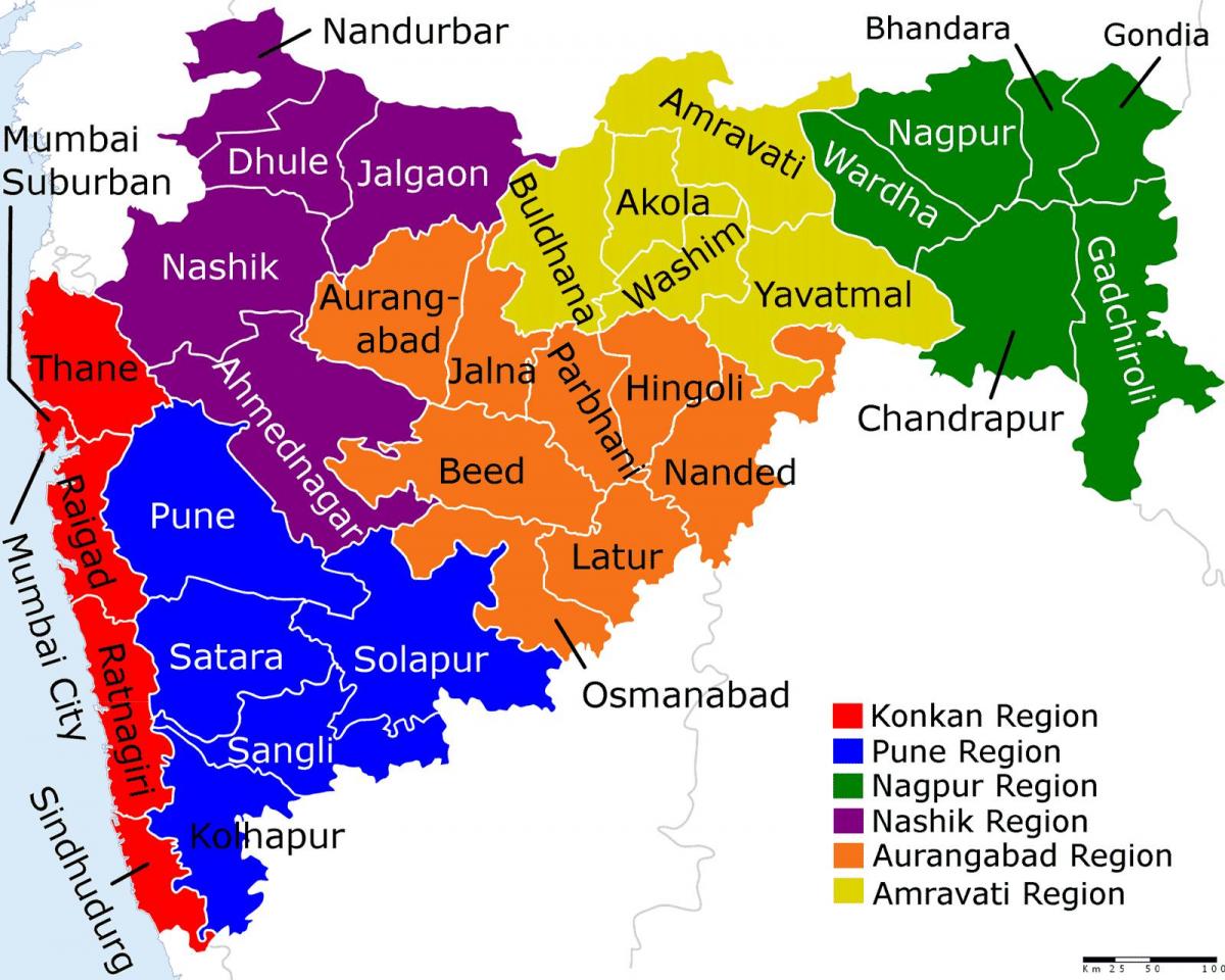 карта Махараштра Мумбаї