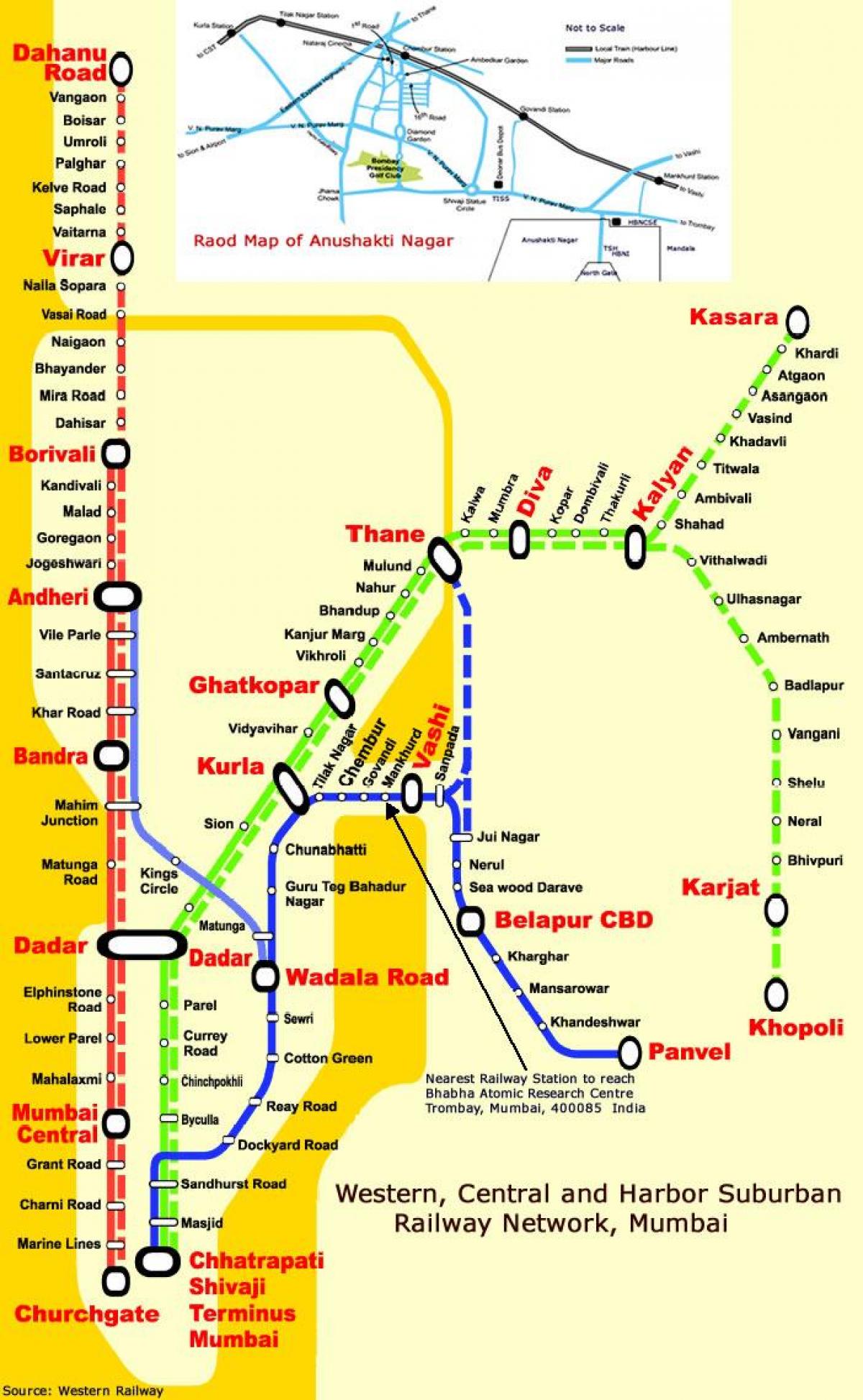 Центральний Мумбаї станцій карті