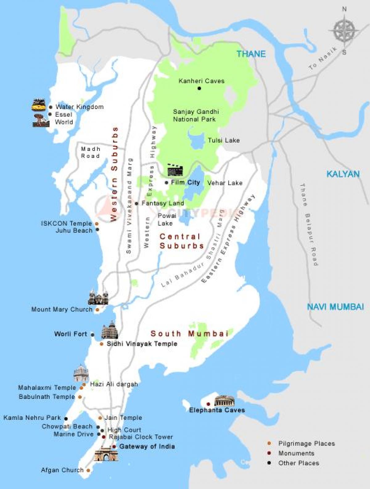 карта Мумбаї туристичні місця