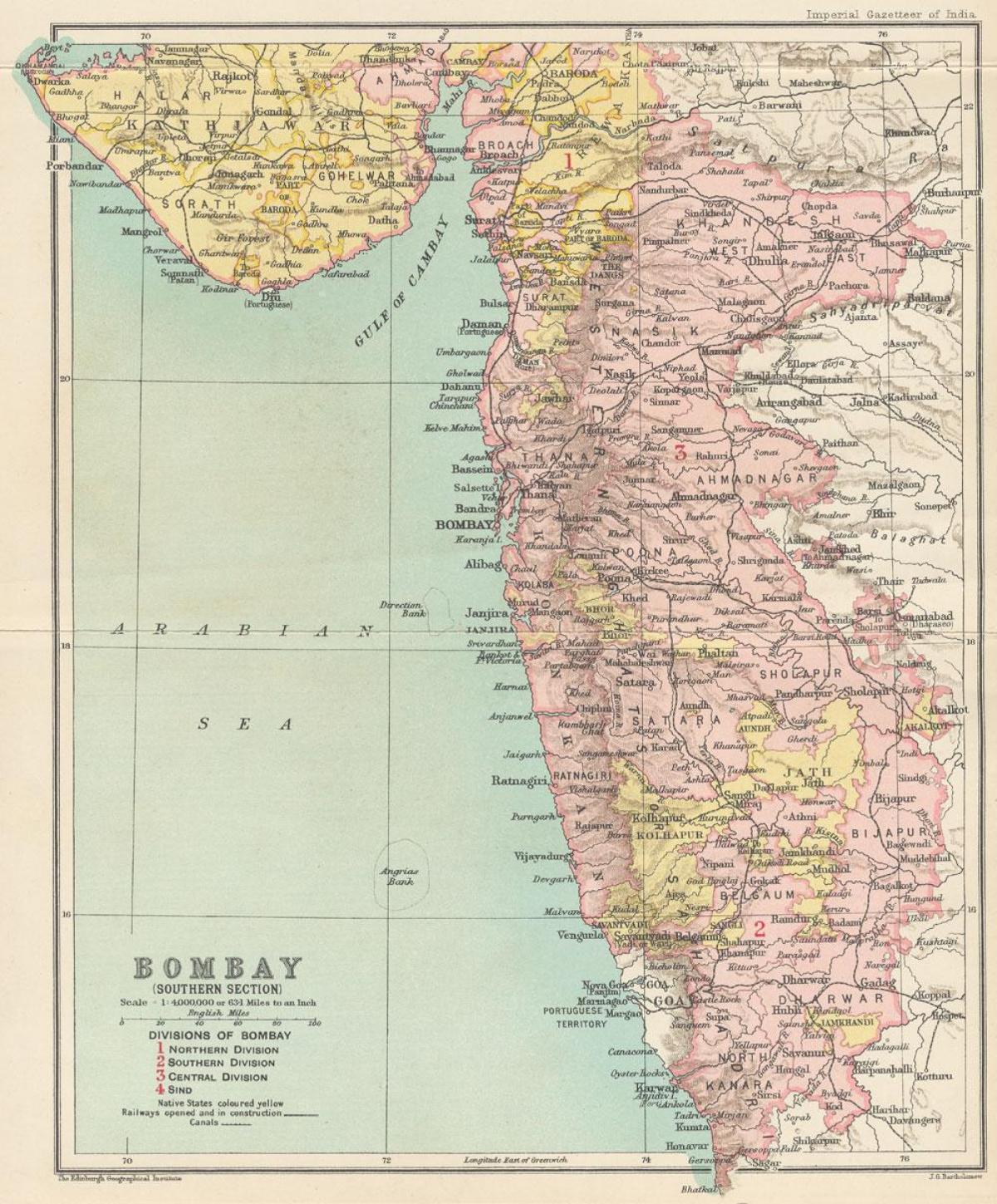 карта президентства Бомбей
