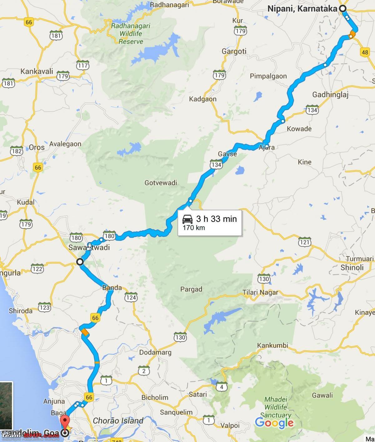 Мумбаї до Гоа шосе карта