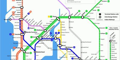 Бомбей місцевого залізничного маршрут на карті